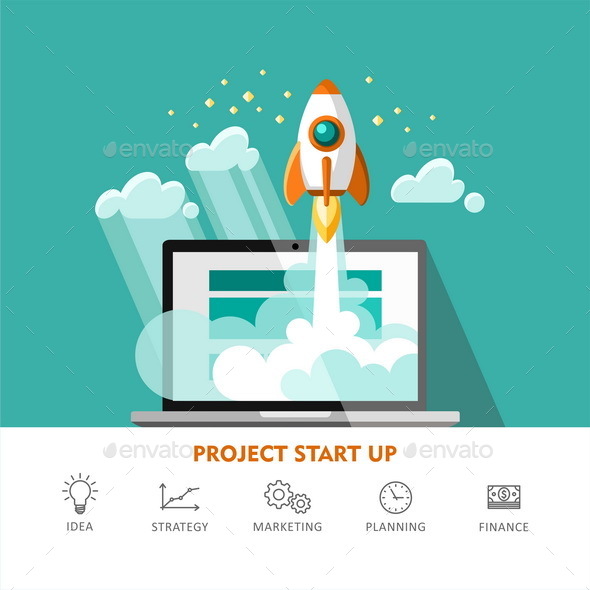 Concept of New Business Project Start Up Development and Launch a New Innovation Product - Concepts Business