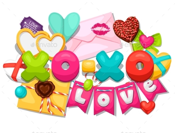 Greeting Card With Hearts, Objects, Decorations - Valentines Seasons/Holidays