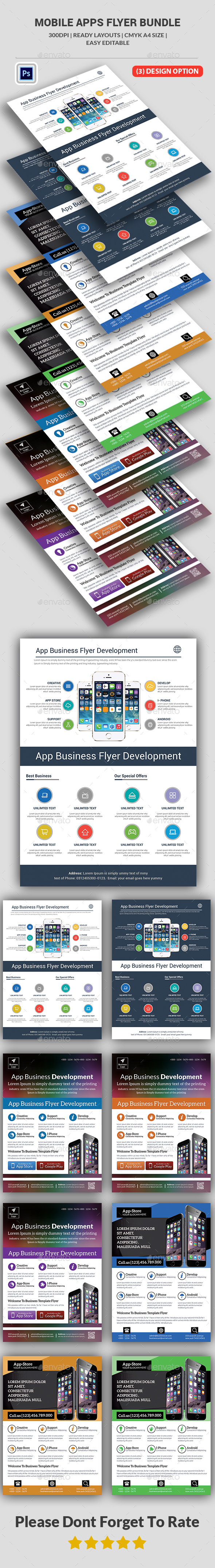 Mobile App Flyers Bundle - Corporate Flyers