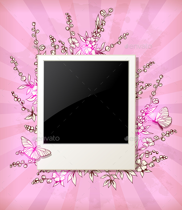 Background with Flowers and Photo - Backgrounds Decorative