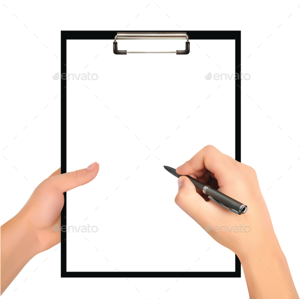 Hands Holding Clipboard by Grebenuk GraphicRiver