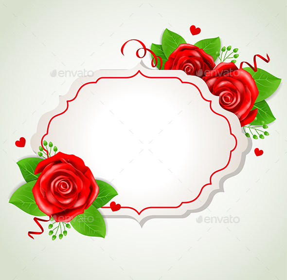 Romantic Banner with Red Roses - Backgrounds Decorative