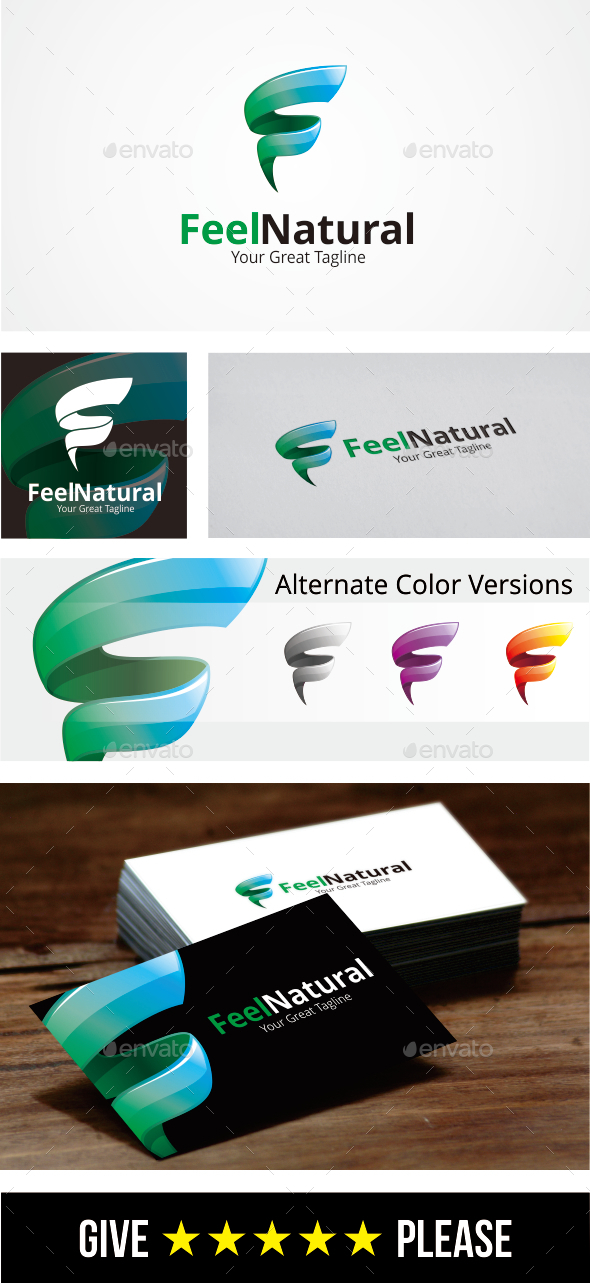 Letter F Logo / Feel Natural - Logo Template - Letters Logo Templates
