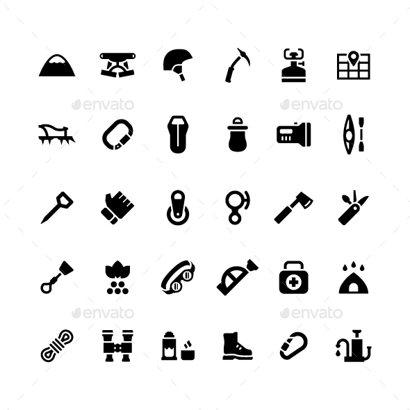 Set Icons of Camping and Mountaineering - Man-made objects Objects