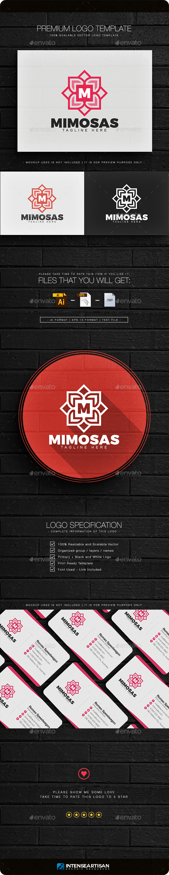 Mimosas Letter M Logo - Nature Logo Templates