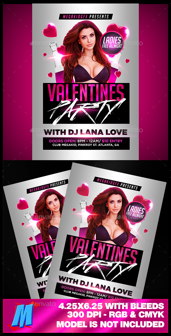Valentines Party Flyer Template - Clubs & Parties Events