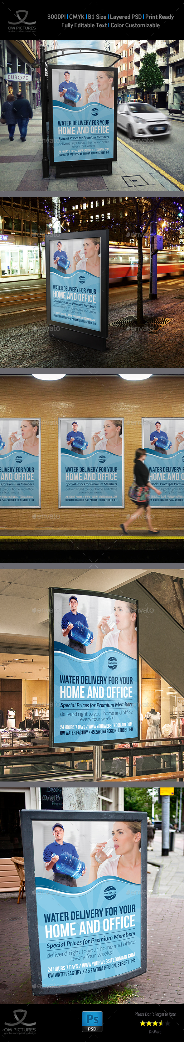 Delivery Drinking Water Service Poster Template - Signage Print Templates
