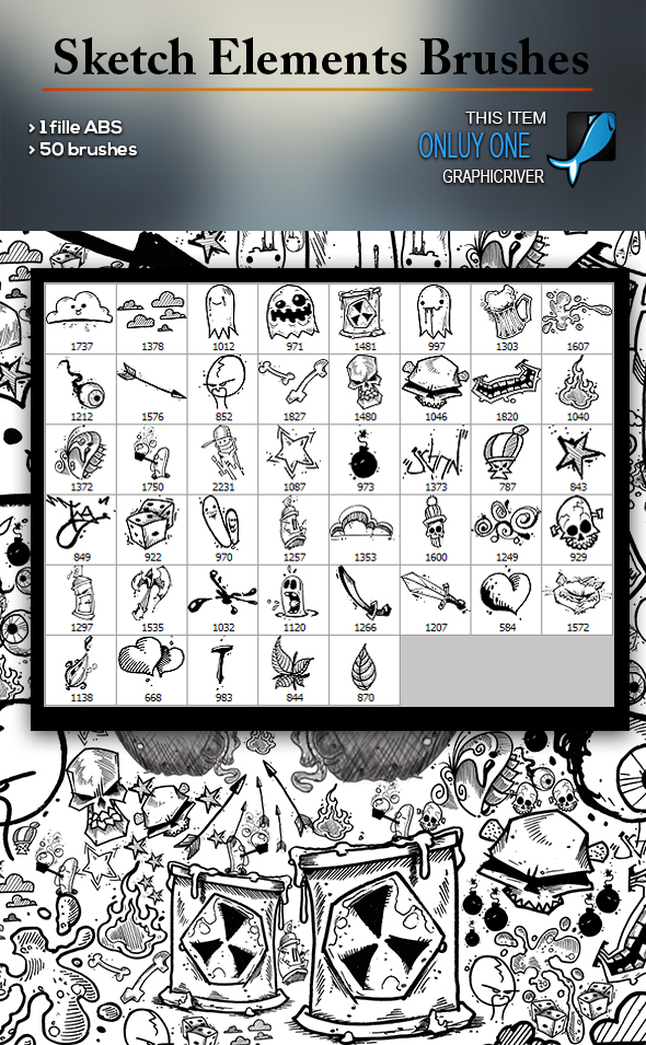 50 Sketch Brushes Element - Brushes Photoshop