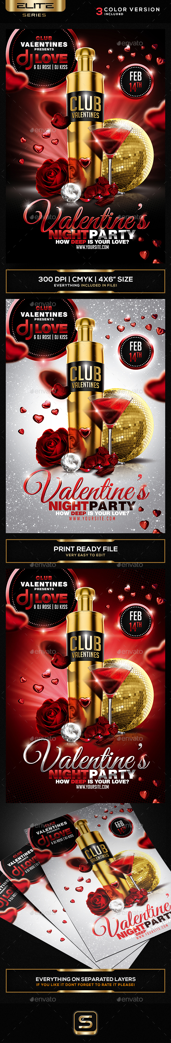 Valentine's Night Flyer - Clubs & Parties Events