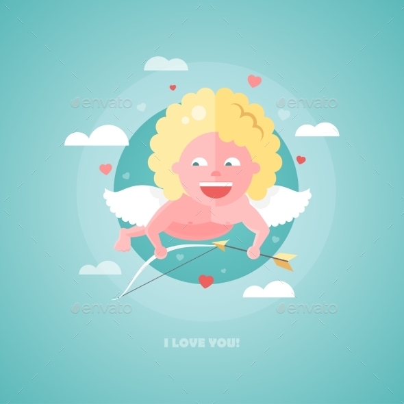 Flat Design Illustration of Valentines Day Card