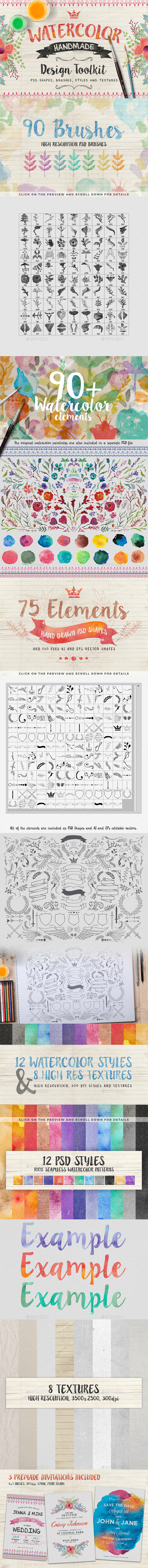 Watercolor & Elements Toolkit - Decorative Graphics