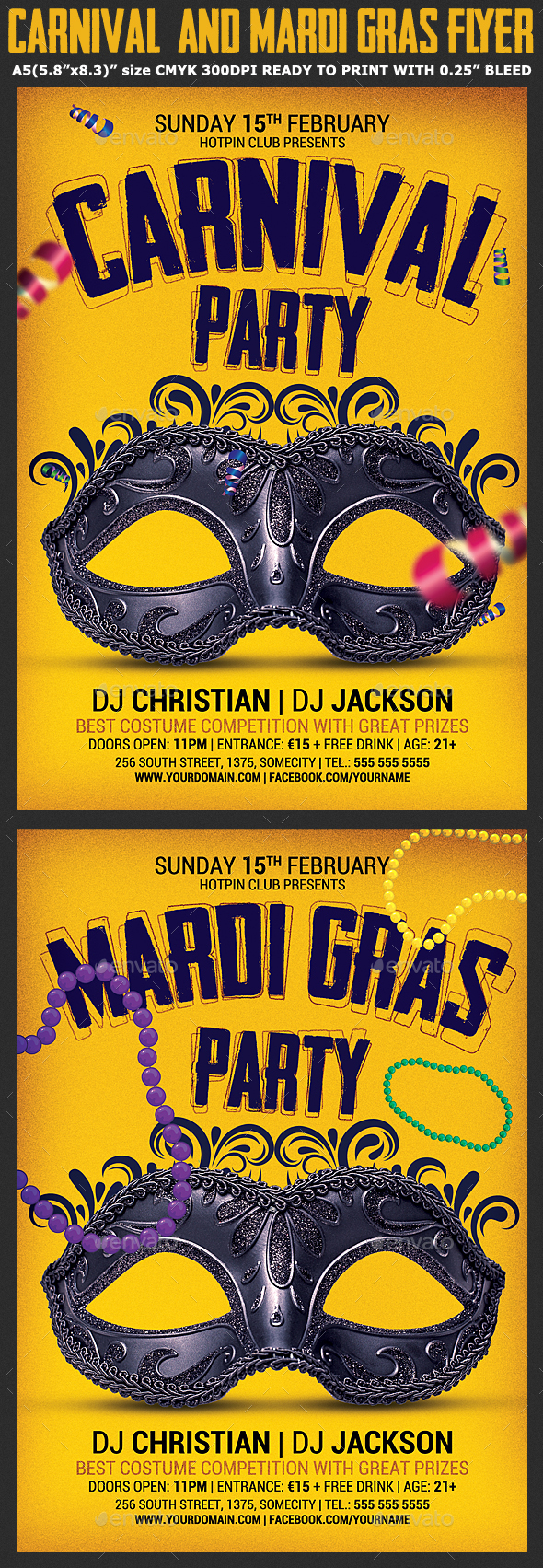 Carnival & Mardi Gras Party Flyer - Clubs & Parties Events
