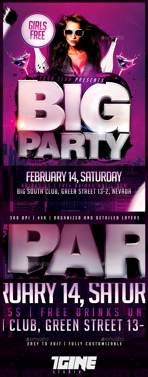 Big Party Flyer Template - Clubs & Parties Events