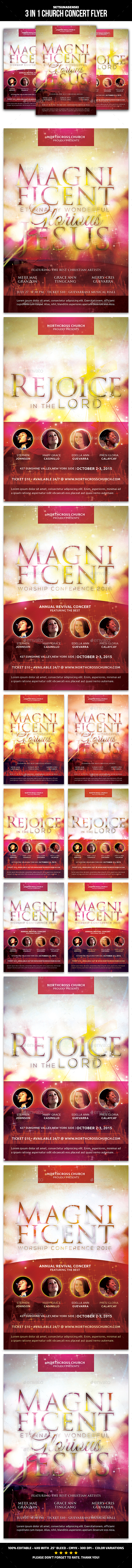 3 in 1 Church Concert Flyer - Church Flyers