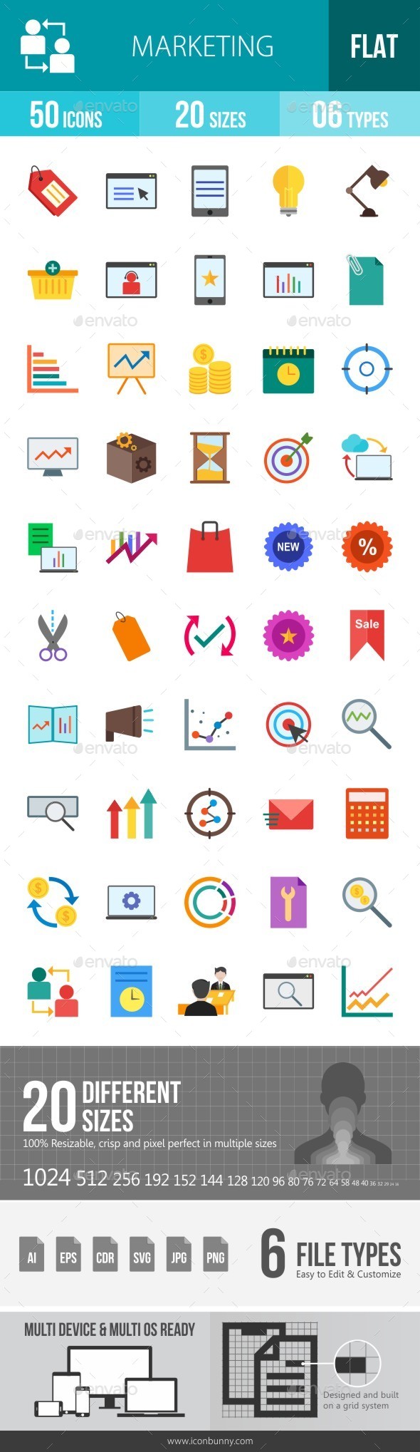 Marketing Flat Multicolor Icons - Icons