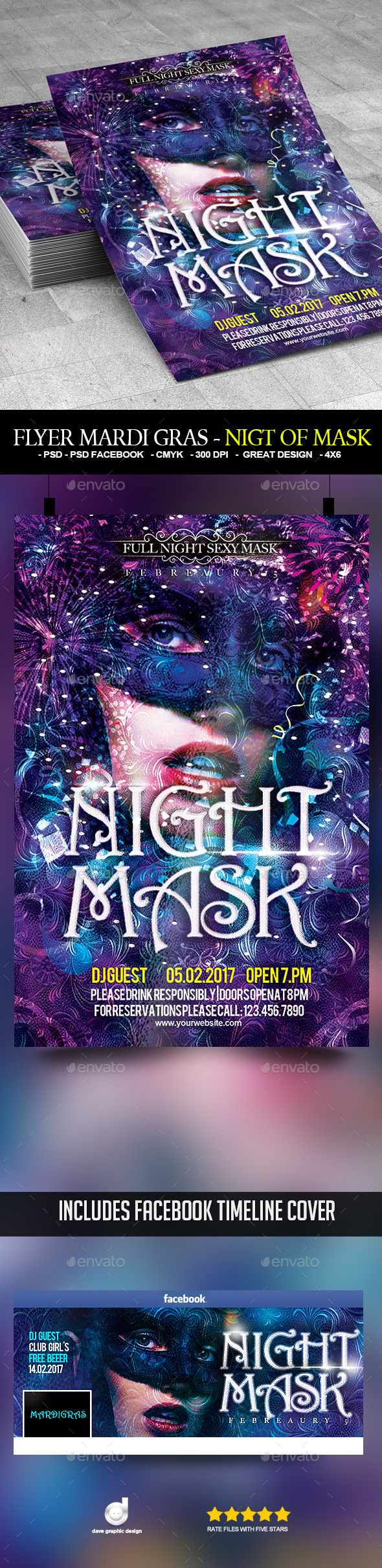Flyer Mardi Gras - Nigt Of Mask - Events Flyers