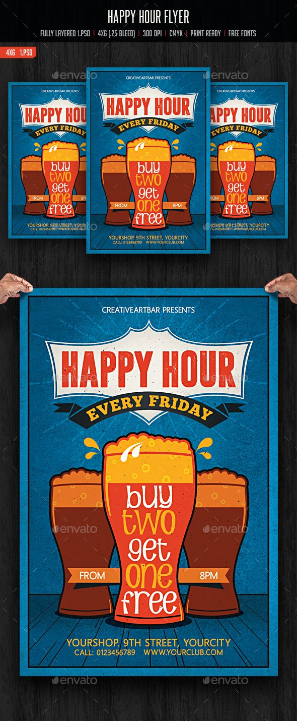 Happy Hour Flyer - Clubs & Parties Events
