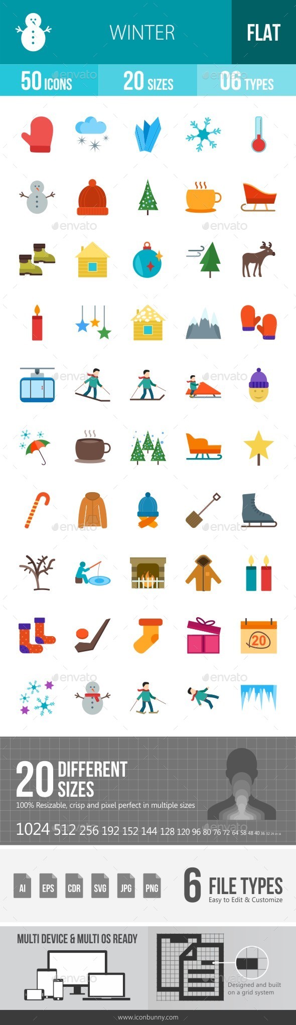 Winter Flat Multicolor Icons - Icons