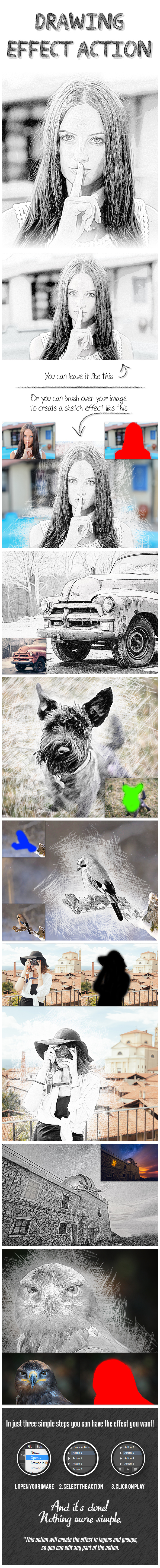 Drawing Effect Photoshop Action - Photo Effects Actions