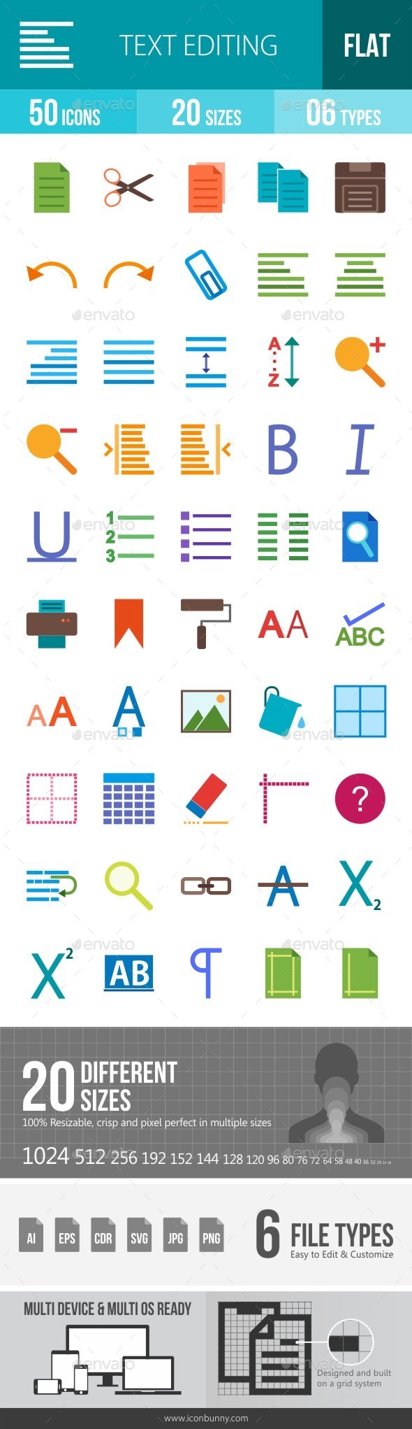 Text Editing Flat Multicolor Icons - Icons