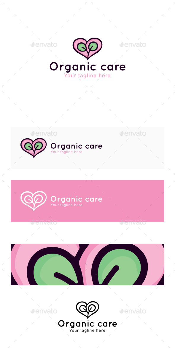 Organic Care - Nature Heart Stock Logo Template - Nature Logo Templates