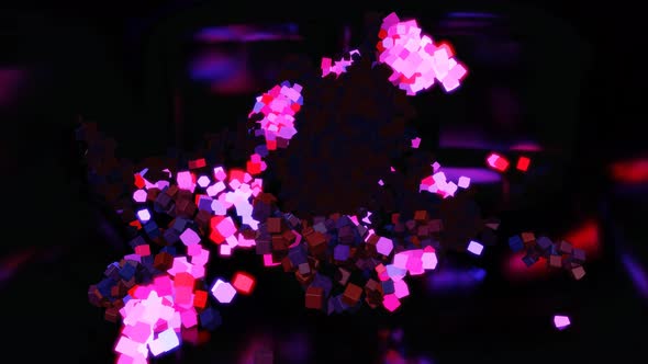 Multicolored Cubes Fly in Air and Form Pattern in 3d Space alt