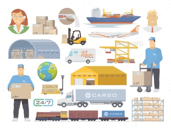 Logistics Vector Flat Icons - Travel Conceptual