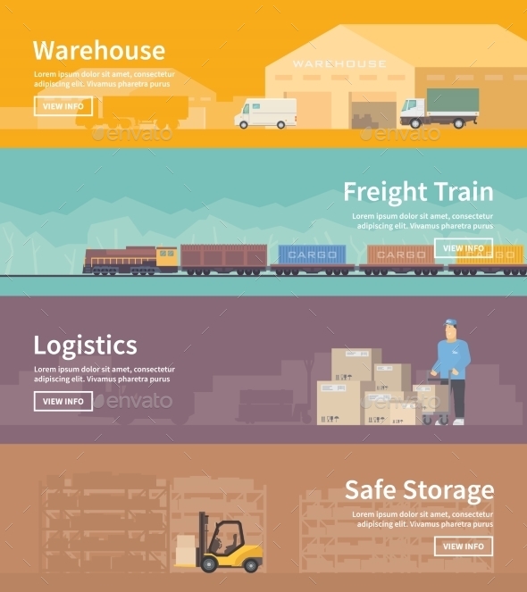 Flat Vector Web Banner. Logistics. Part 2 - Travel Conceptual