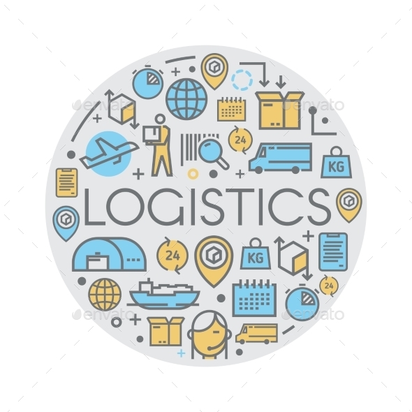 Line Vector Logistics Icons. - Travel Conceptual