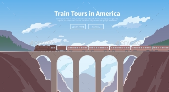 Travel By Train. Web Banner. Mountain Railway. - Travel Conceptual
