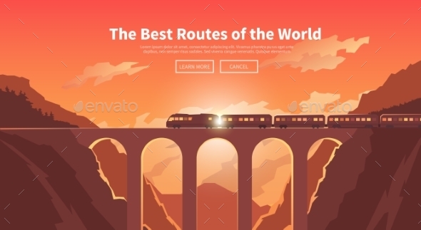 Travel By Train. Web Banner. Mountain Railway. - Travel Conceptual