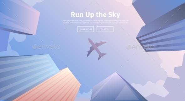 Airplane Flying Over Business Skyscrapers. - Travel Conceptual
