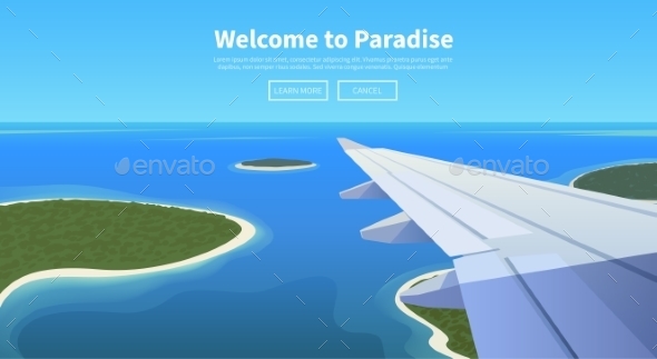 Flat Vector Web Banner. Travel By Airplane. - Travel Conceptual
