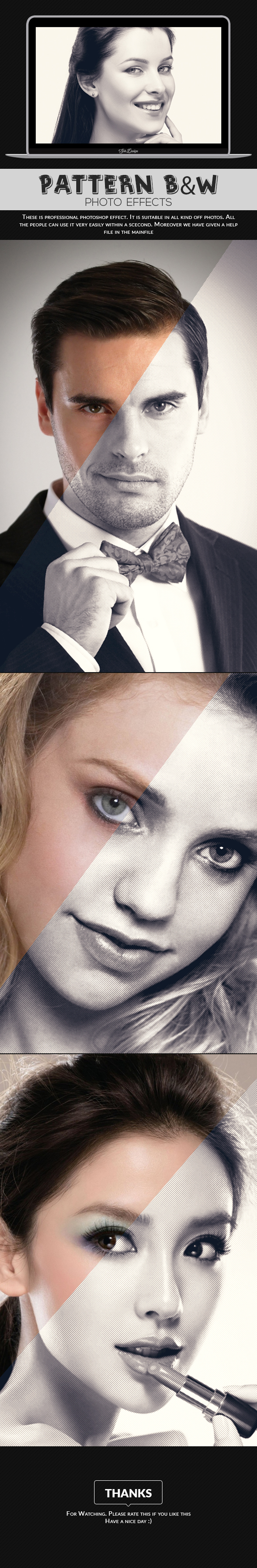 Pattern B&W Action - Photo Effects Actions