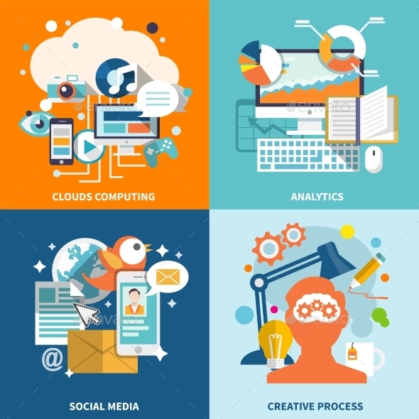 Business Illustration Concept - Computers Technology