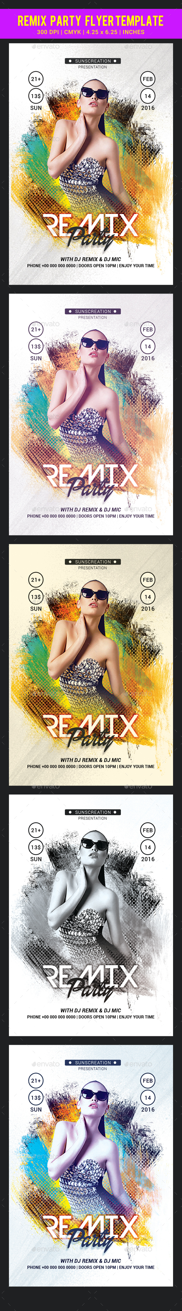 Remix Party Flyer template - Clubs & Parties Events