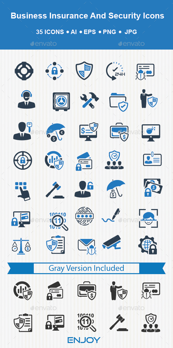 Business Insurance and Security Icons - Business Icons