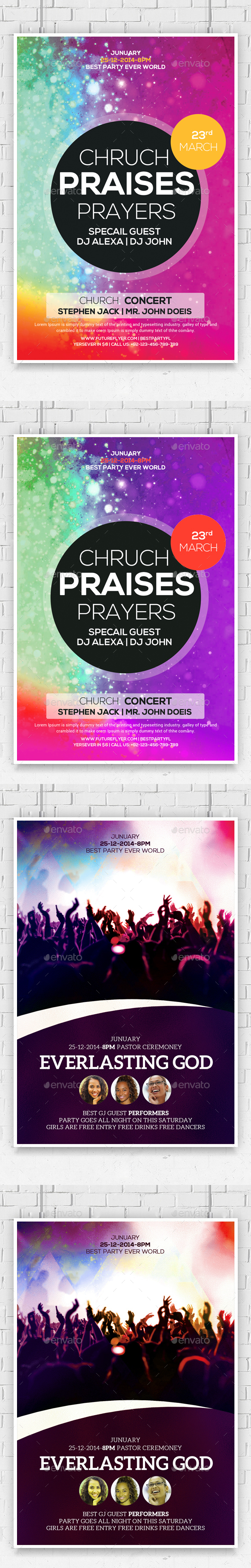 Praises and Prayers Church Flyers Bundle - Church Flyers