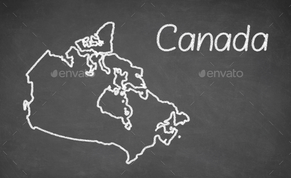 Canada map drawn on chalkboard