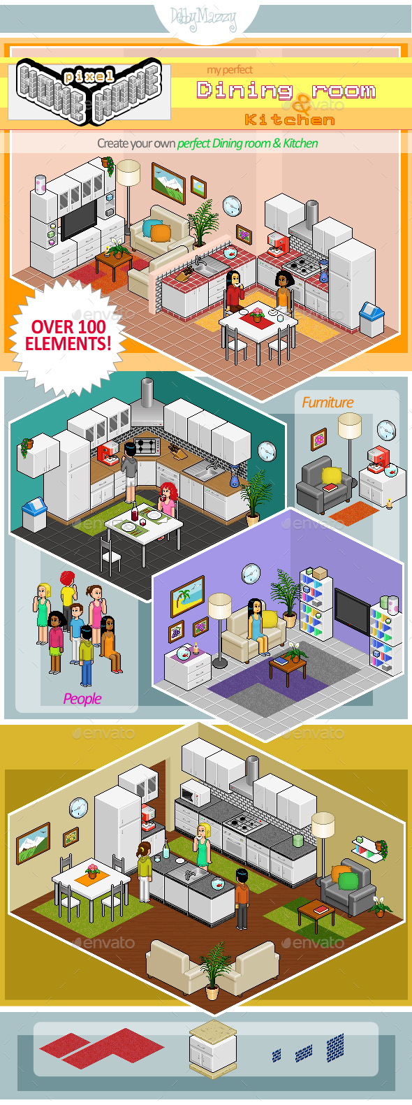 Pixel Creator - My Perfect Dining Room & Kitchen - Objects Illustrations