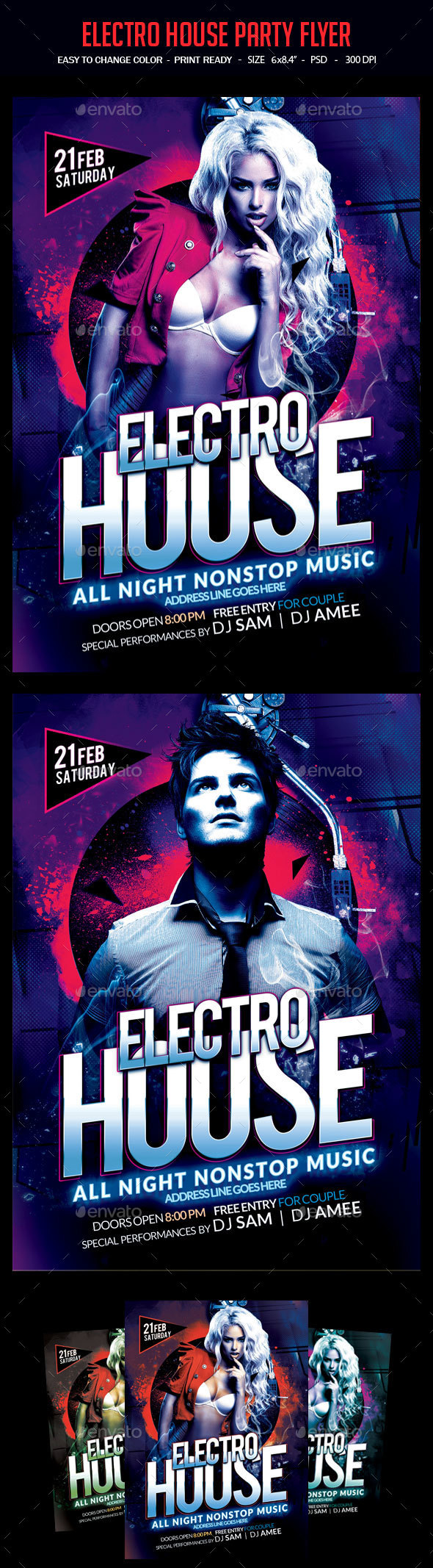 Electro House Party Flyer - Clubs & Parties Events