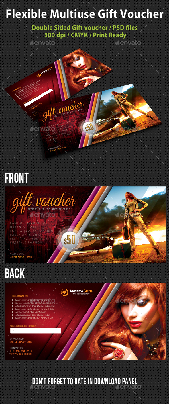 Flexible Multiuse Gift Voucher V06 - Cards & Invites Print Templates