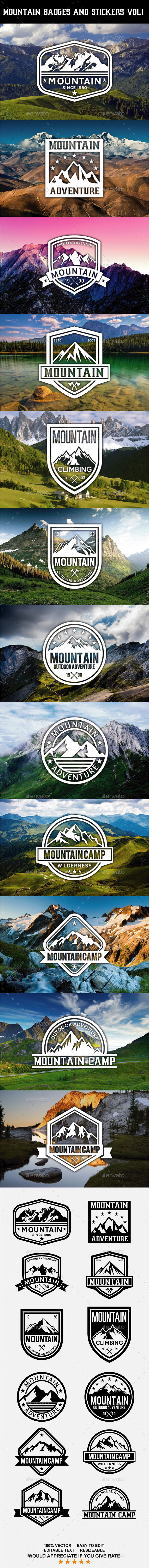 Mountain Badges and Stickers Vol 1 - Badges & Stickers Web Elements