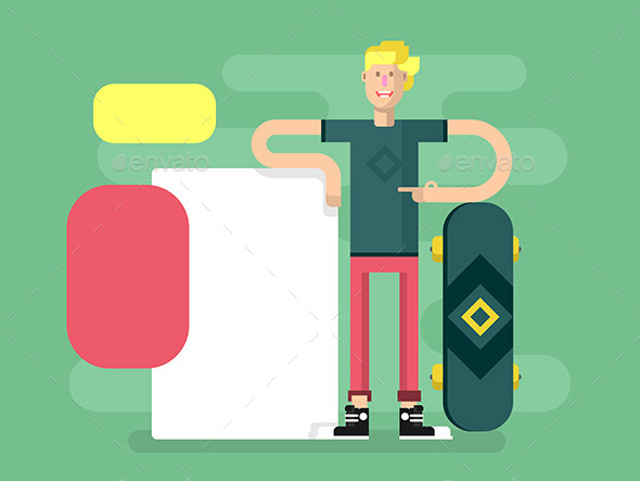 Skateboarder with Advertising - People Characters