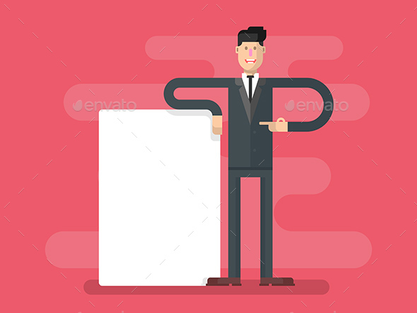 Businessman with Advertising - People Characters