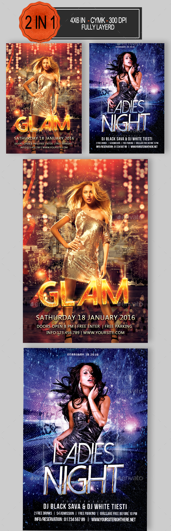 2 in 1 Party Flyer Bundle - Clubs & Parties Events