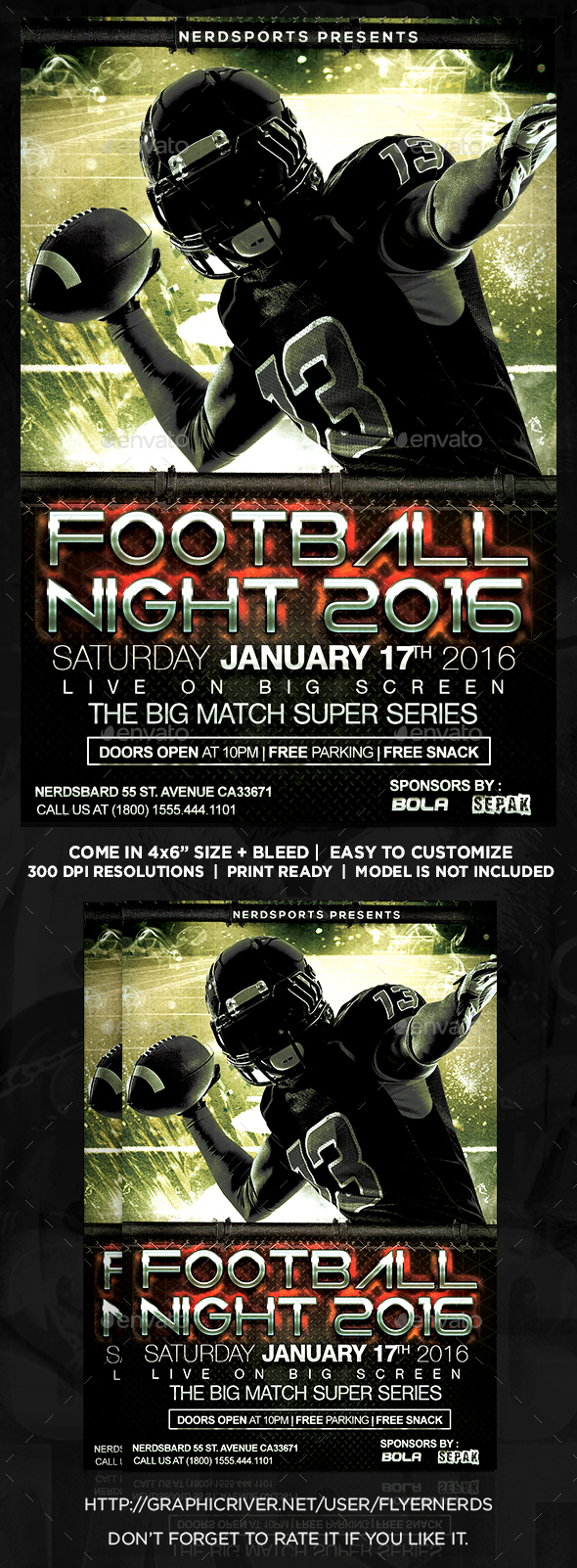 Football Night 2016 Sports Flyer - Sports Events