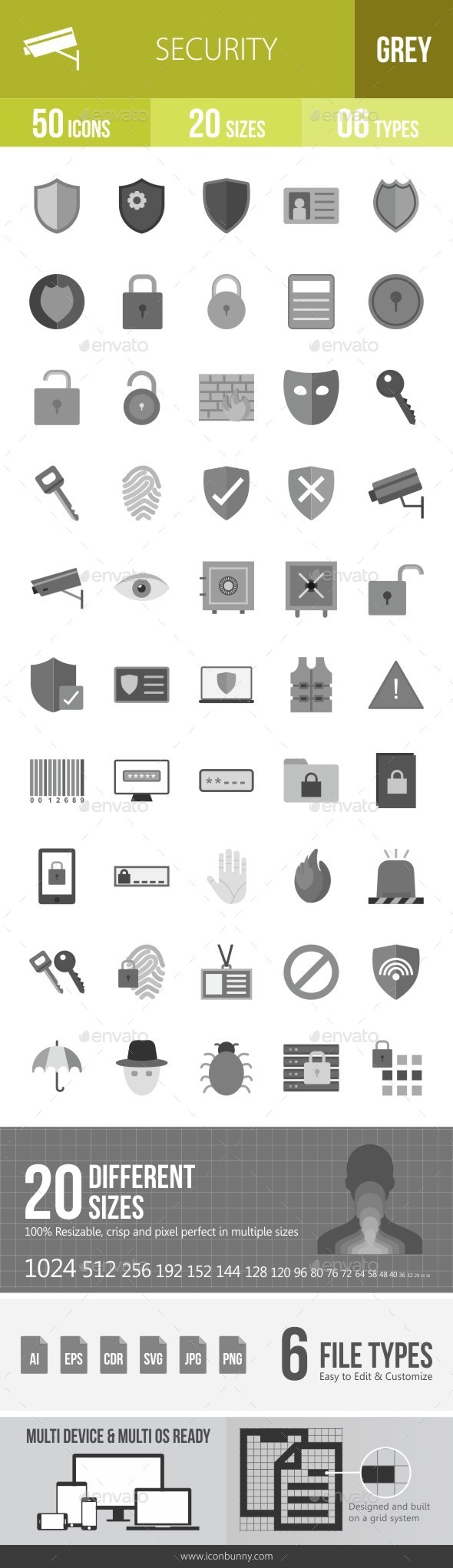 Security Greyscale Icons - Icons