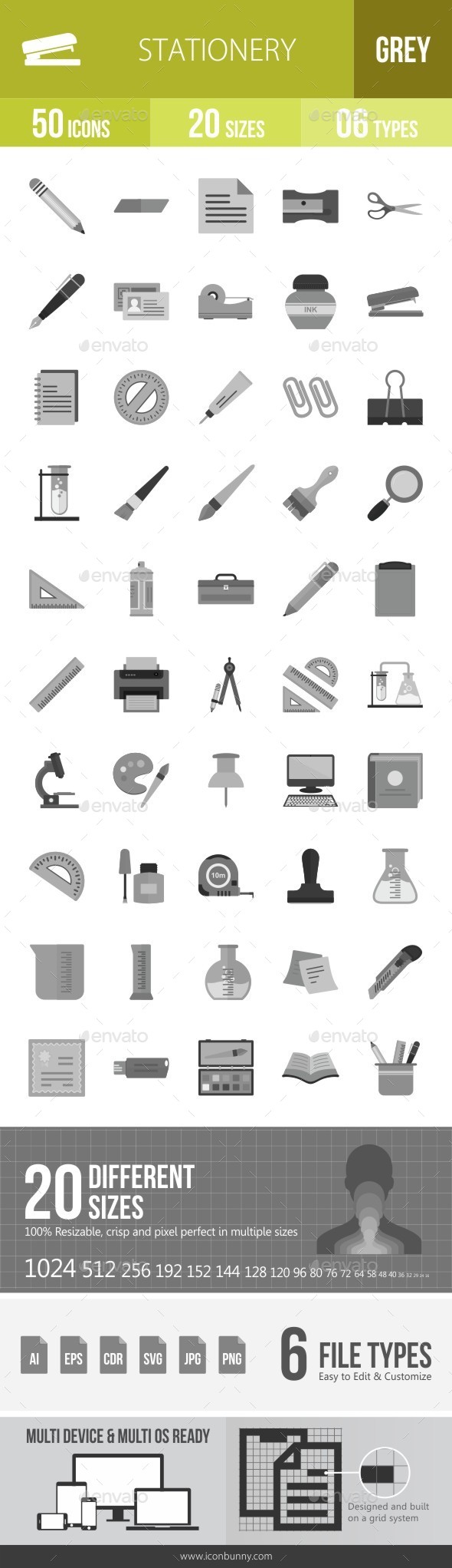 Stationery Greyscale Icons - Icons