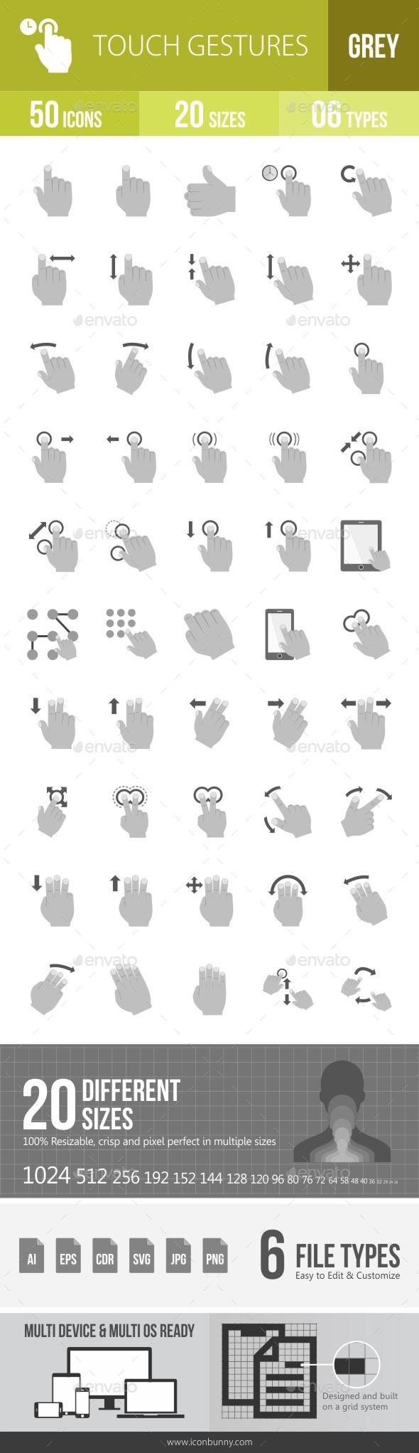 Touch Gestures Greyscale Icons - Icons